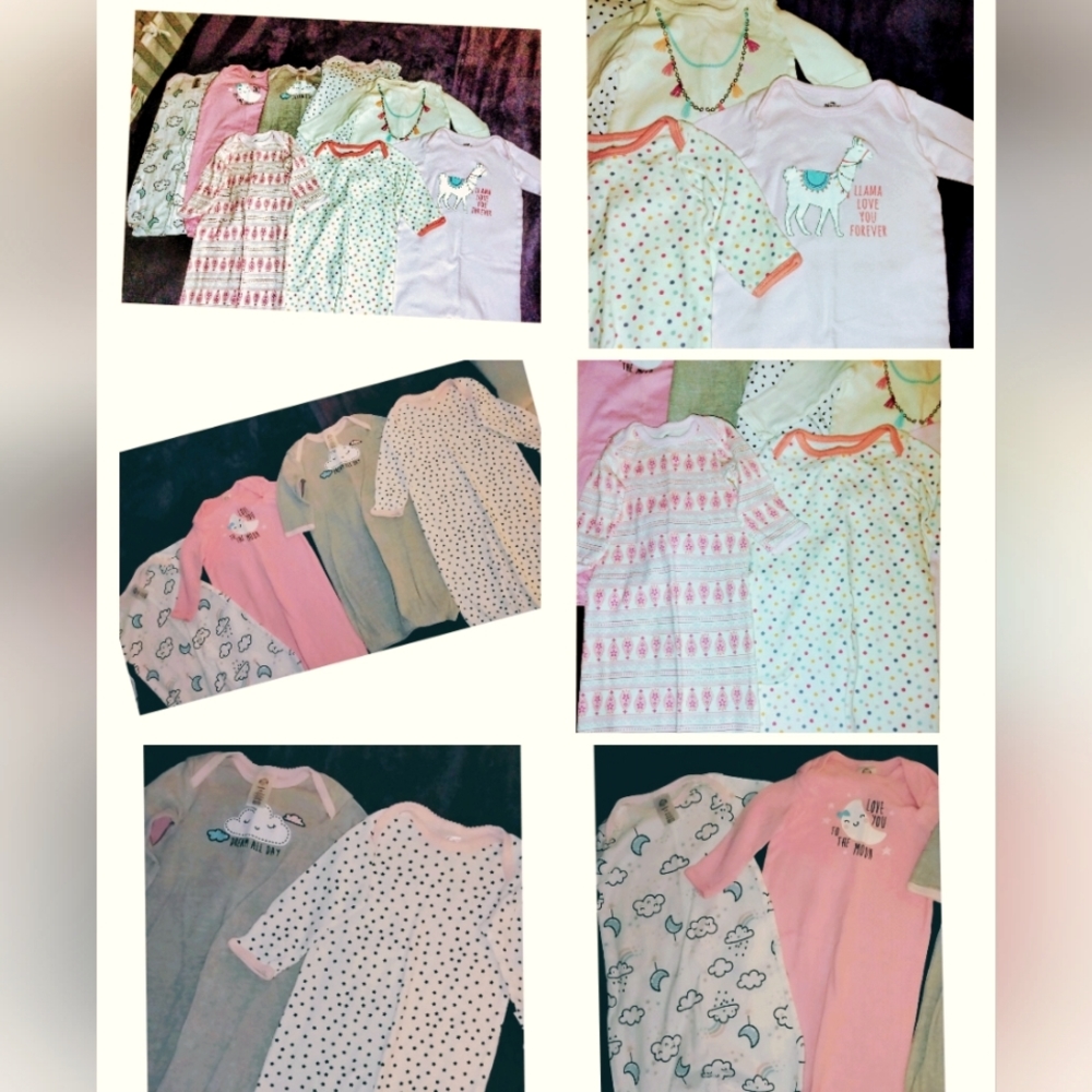 0-6 months babygirl sleep gowns
